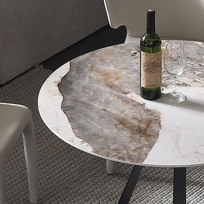 Glossy White Stone Dining Table Set 1/2/3/4 Pieces Modern Dinette Set for Kitchen