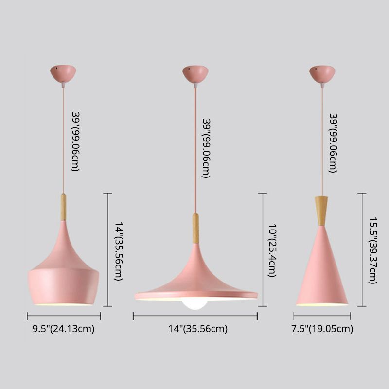 Nordic Style Wooden Top Pendant Light Kit Metal Dinning Room Hanging Light Fixture