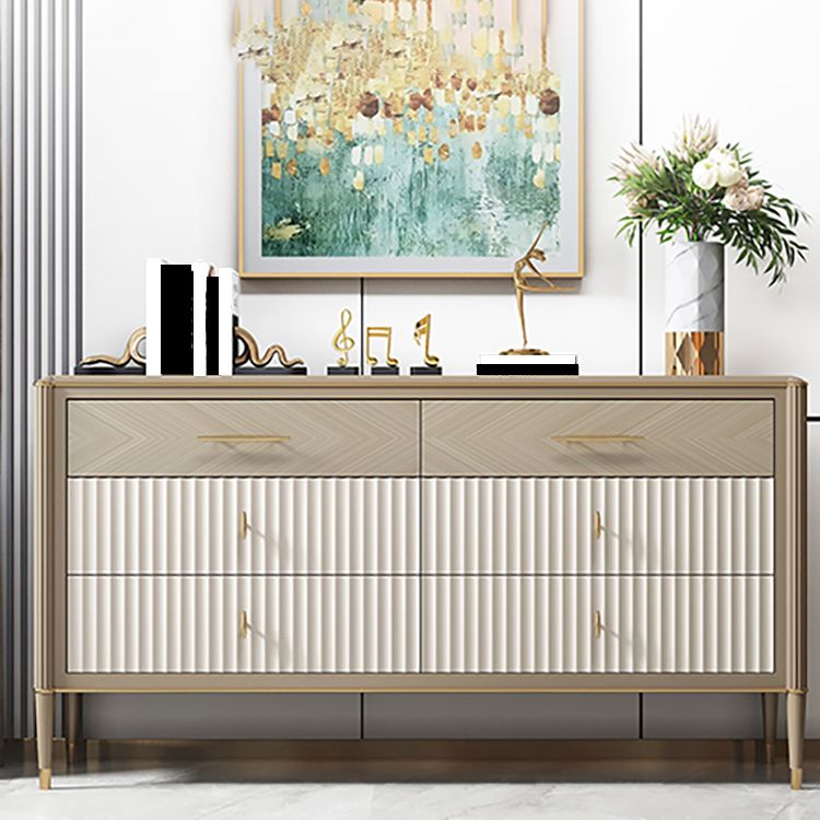 6 Drawers Dresser Classic Glam Stone Storage Chest Dresser , 15.6 Inch Width