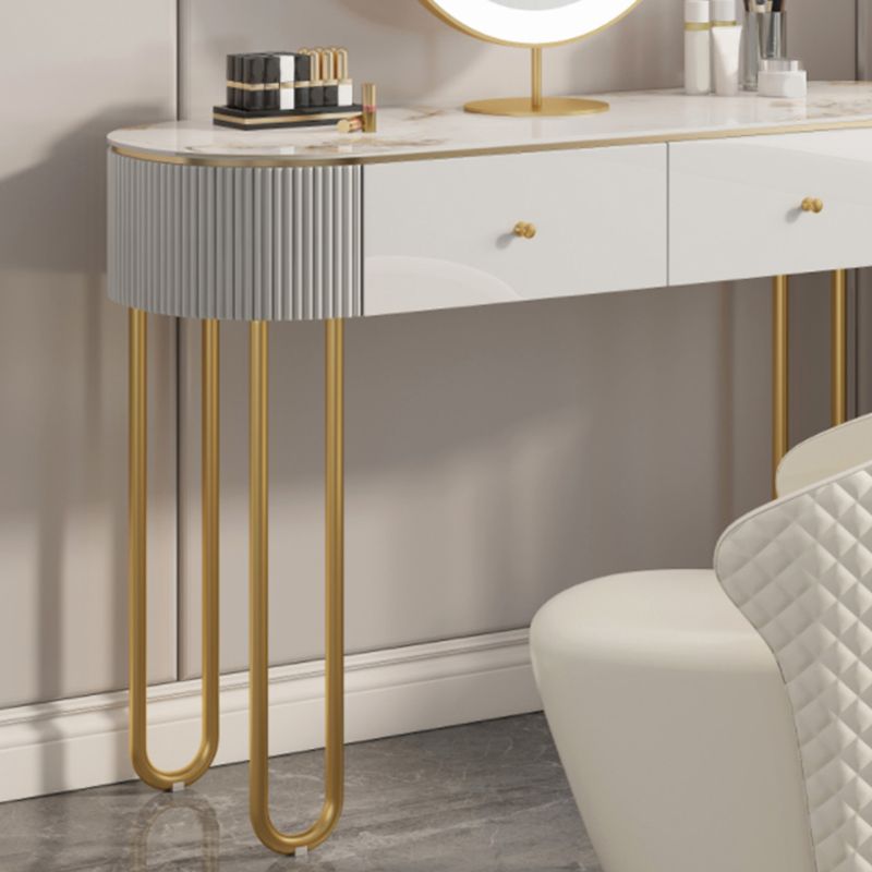 Slate Top Glam Make-up Vanity 4 Drawer Vanity Dressing Table Set