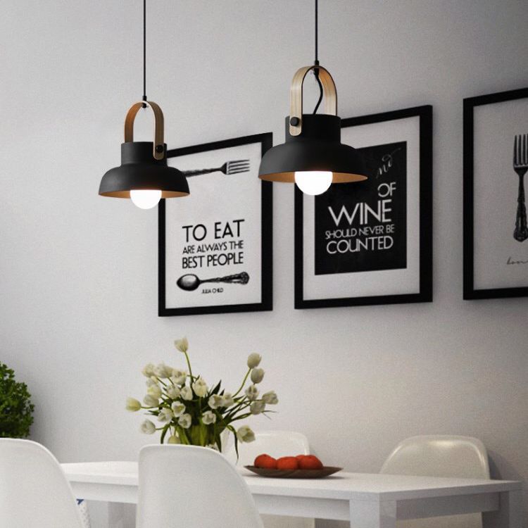 Wooden Handle Pendant Ceiling Light Simplicity Pendant Lighting Fixture for Dinning Room