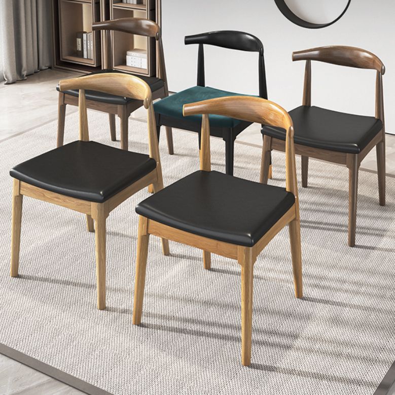Industrial Armless Dining Chairs Solid Wood Open Back Side Chair