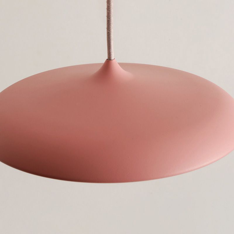 24W Disc Shape Hanging Lights Macaroon Nordic Style Metal 1 Light Pendant Light Fixture