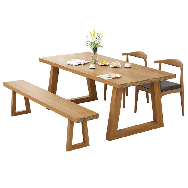 Tavolo da pranzo in legno in stile semplice in stile tavolo a forma di rettangolo con base a slitta