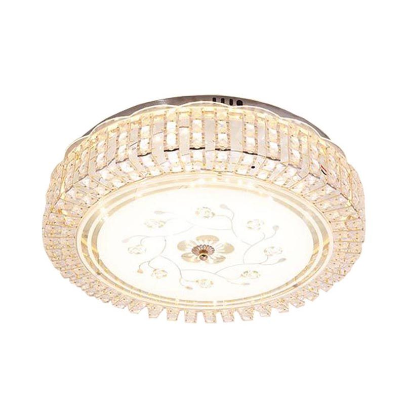 Tambour blanc Ceiling Light Fixture Modern K9 Crystal LED Flush Mount Light, 12 "/16" /19.5 " Wide