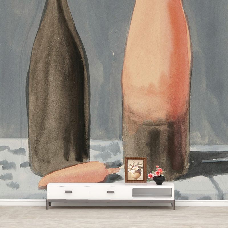 Whole the Explanation Drawing Murals Surreal Inspiring Still Life Wall Decor in Orange-Grey