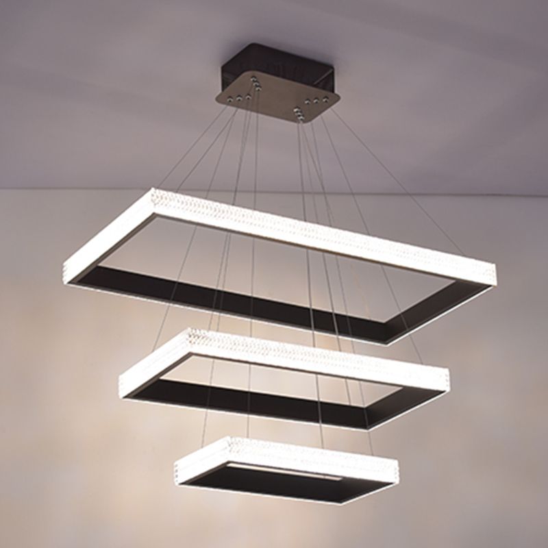 Luz de araña de araña rectangular de acrílico Luz contemporánea LED colgante de LED contemporáneo