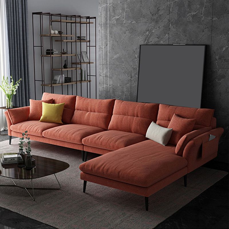 Flared Arm Fabric Sectional with Storage 4-seater Sofa & Chaise