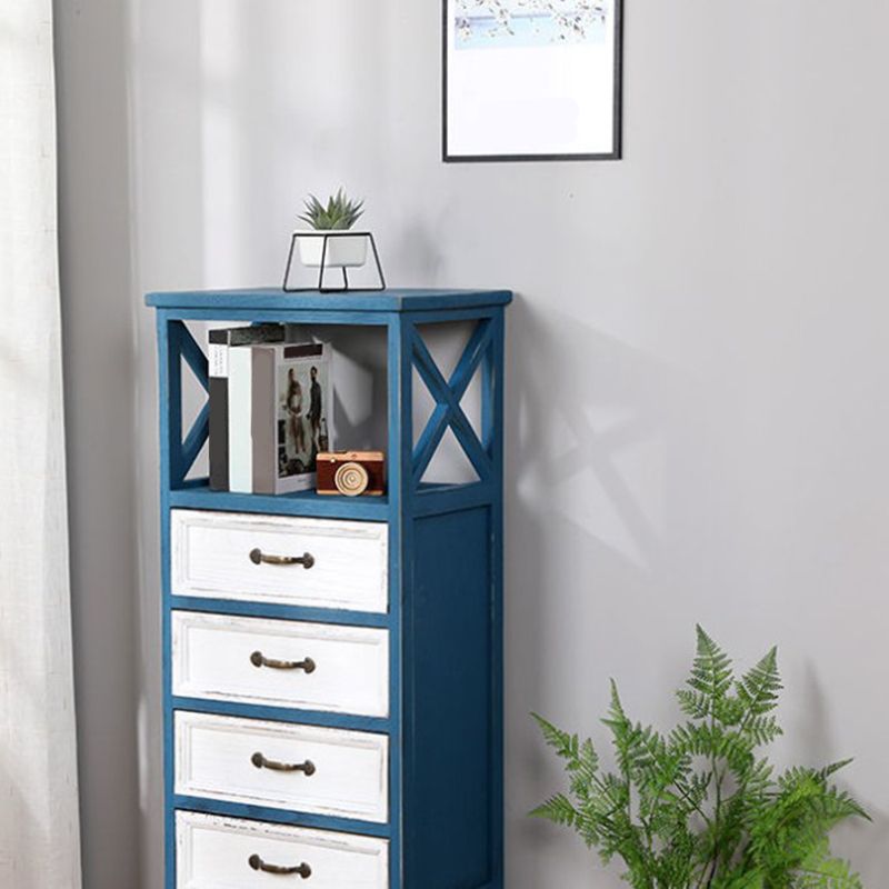 Contemporary Wood Accent Chest with Drawers and Shelf 12.59" Wide