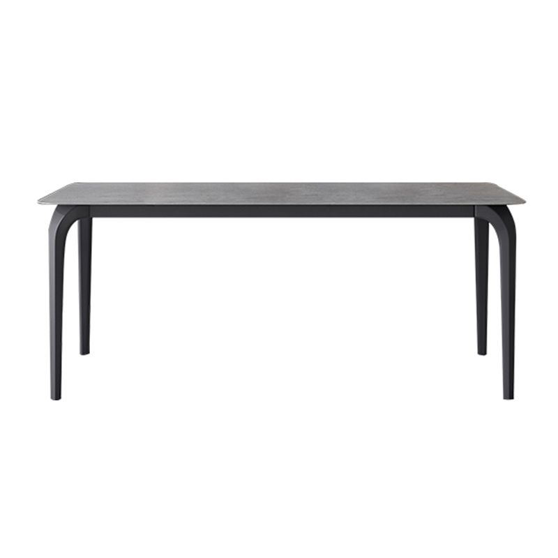 Rectangle Industrial Dining Table Black Sintered Stone Fixed Table