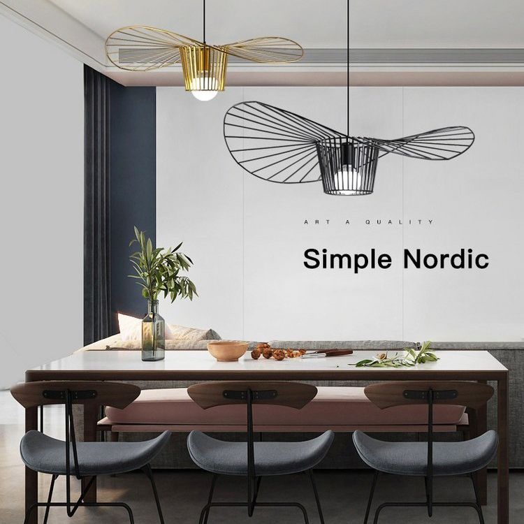 Metal 1 Light Pendant Light Nordic Modern Simple Hat Cage Hanging Lamp for Living Room