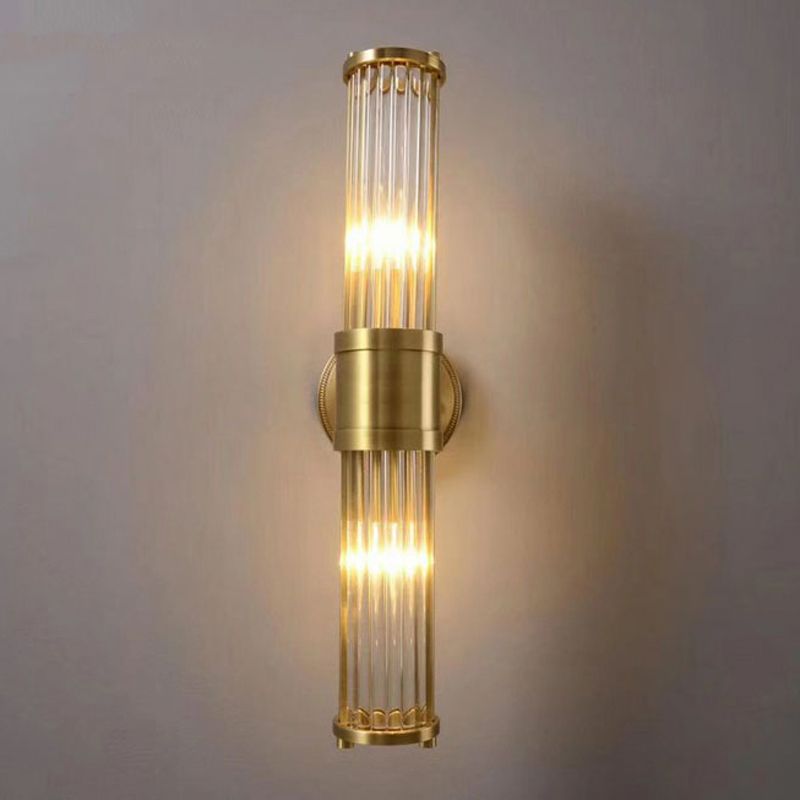 Multi-Light Cylinder Wall Light Sconce Modern Style Crystal Wall Lighting