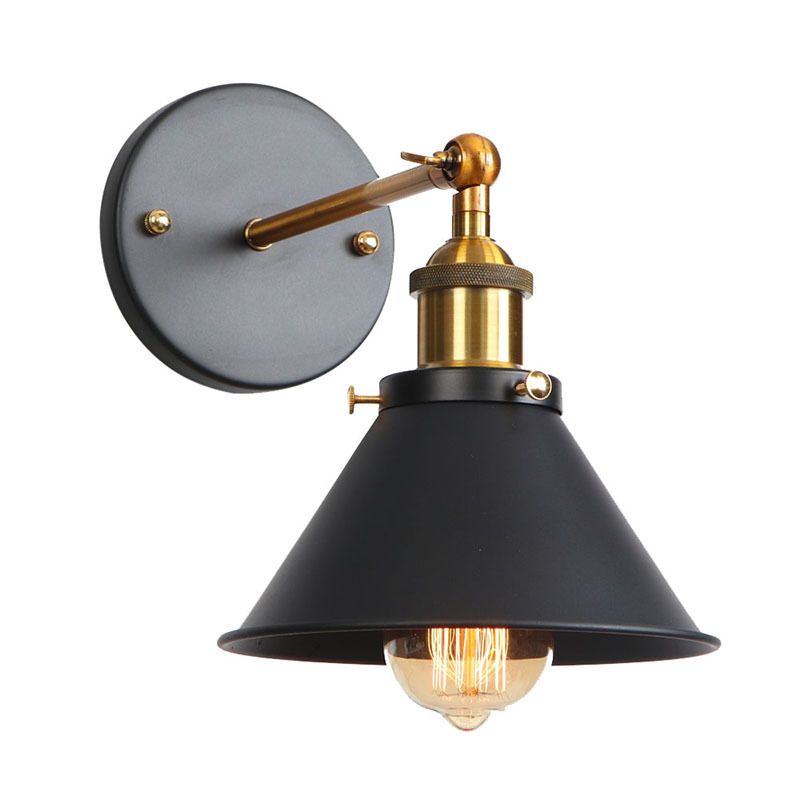 Cone Metal Shade Retro Mur Murce Single Bulbe Industrial Style Lighting Forwing For Restaurant Coffee Shop