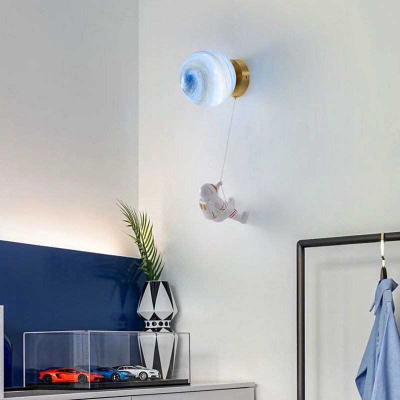 Children Metal Wall Light Flush Mount Globe Shaded Lighting for Dining Room