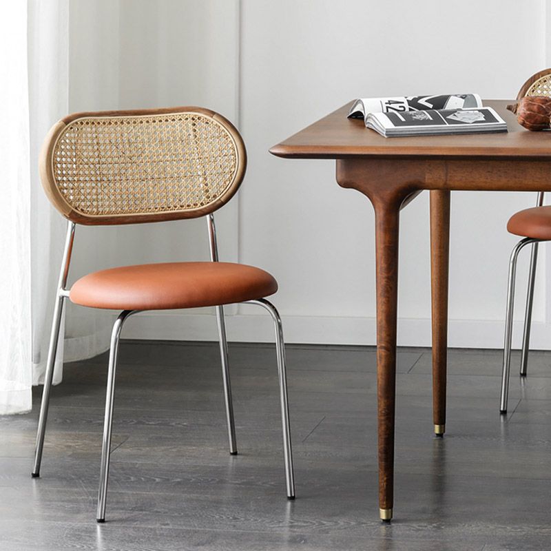 Faux Leather Side Chair Nordic Open Back Side Chair for Home