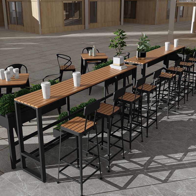 Industrial 41.3"H Bar Table Rectangular Wooden Top Table for Patio