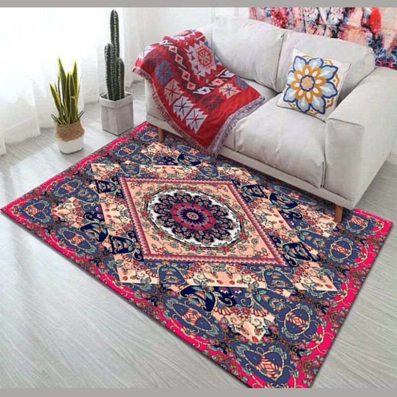 Rapis bohème jaune Polyester Flowers Area Rapis Nom-Slip Backing Tapis pour salon