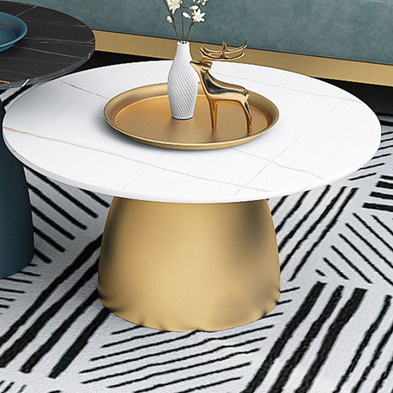 Mid-Century Modern Metal Pedestal Round Tray Top Single Coffee Table