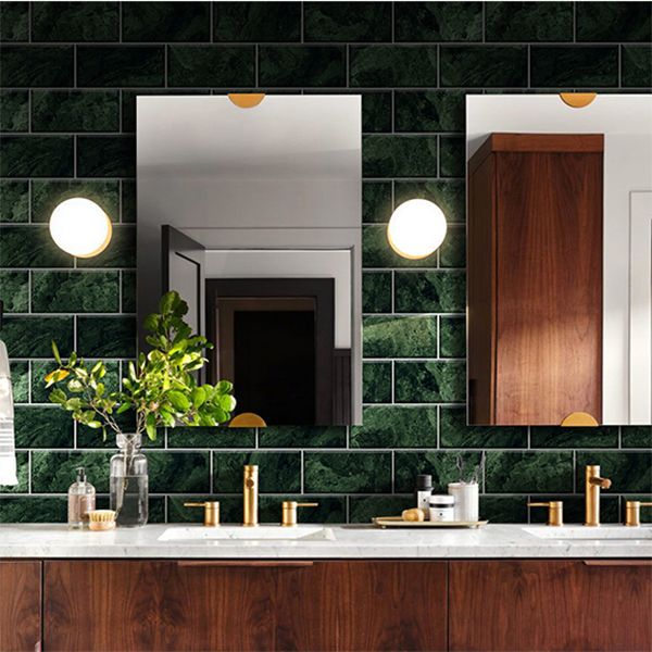 Mosaic Tile Peel and Stick Tile Pvc Backsplash Peel and Stick Wall Tile in Green