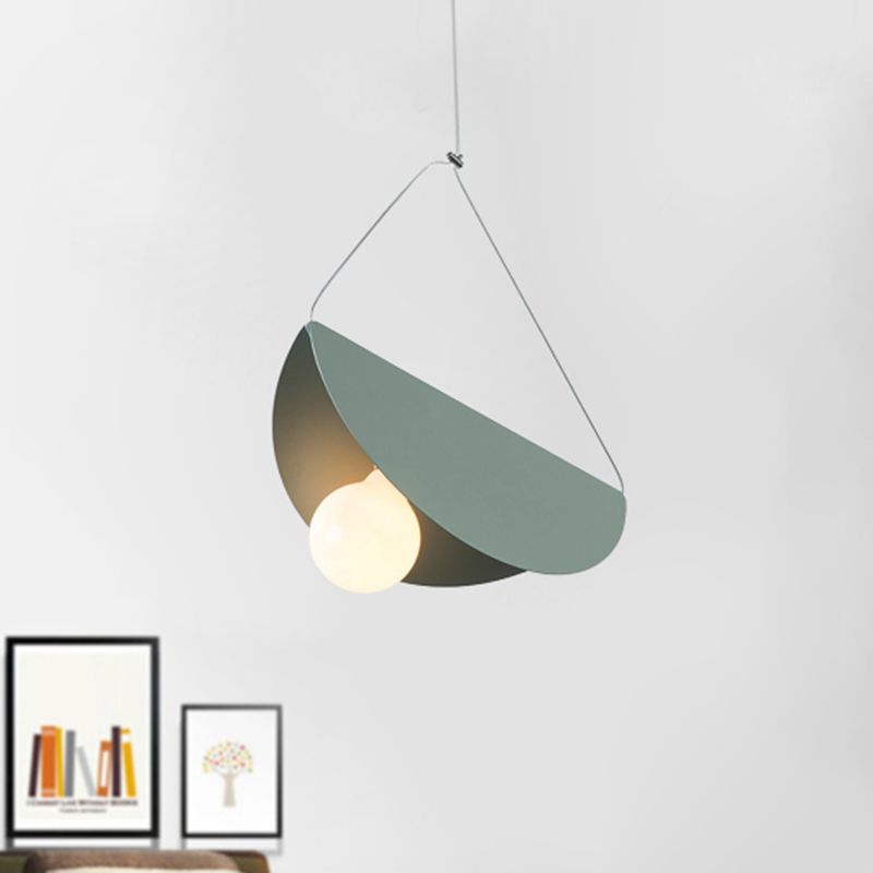 Black/Grey/Black Curved Hanging Lighting Contemporary 1 Light Metal Suspension Pendant for Bedroom