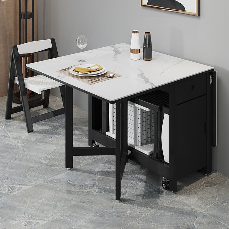 Mesa de comedor plegable Mesa rectangular moderna con base de almacenamiento (solo mesa)