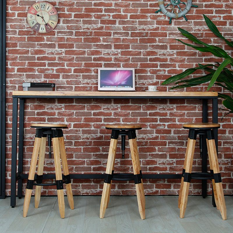 Backless Adjustable Height Bar Stool Industrial Solid Wood Bar Stool