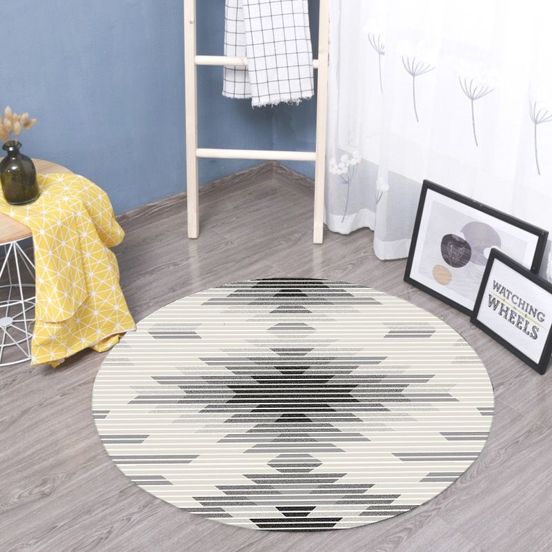 Tapis rond moderne tapis géométrique de tapis lavable de tapis en polyester non glissant pour le salon