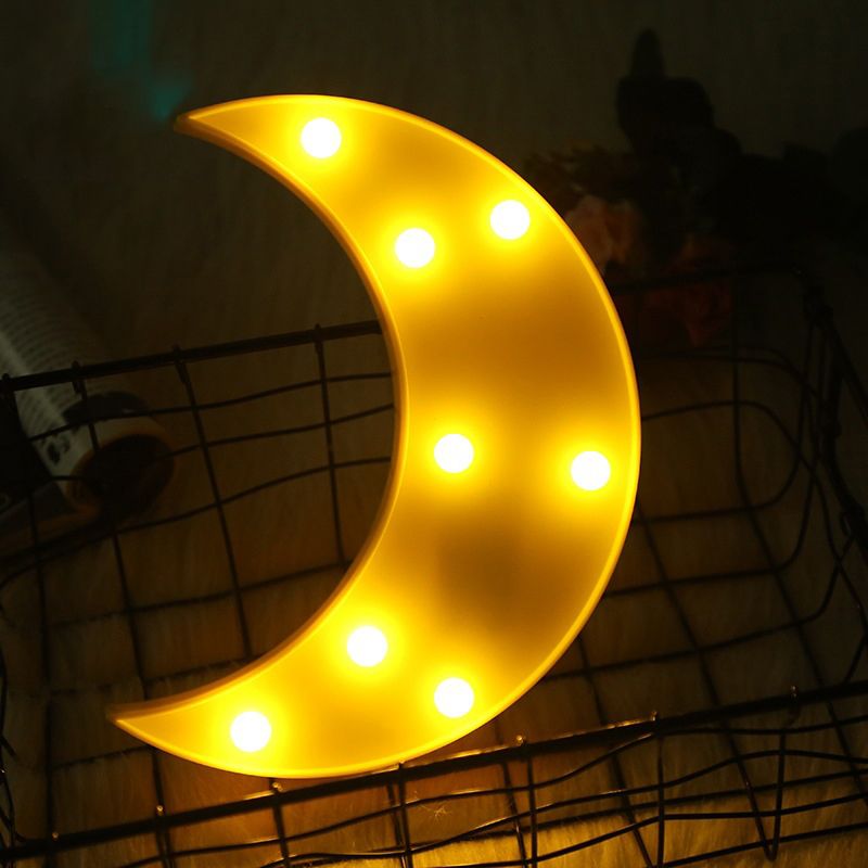 Minimalist LED Night Lighting Yellow Crescent Nightstand Lamp with Plastic Shade