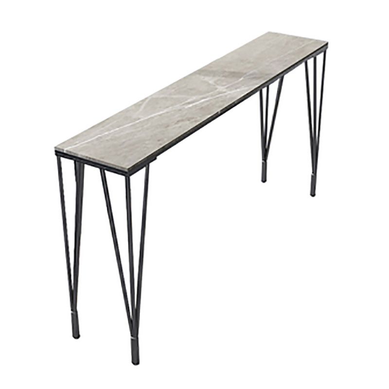 Stone Top Table Industrial Style Bistro Pub Table with Metal Legs