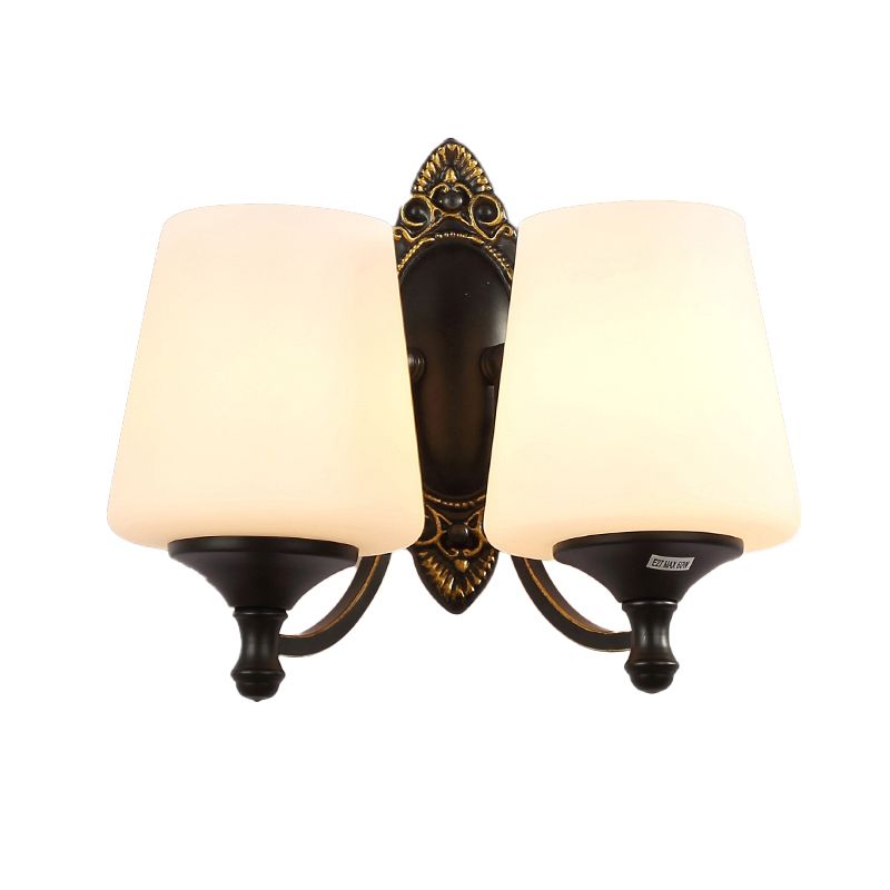 Frosted wit glazen kegel muurlicht vintage woonkamer sconce verlichting in zwart