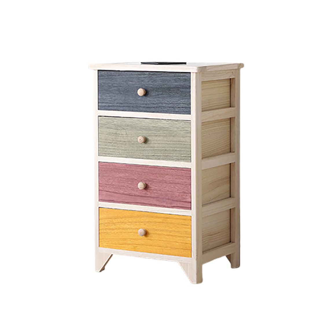 Industrial Accent Chest with Drawers and Wooden Legs Rectangle Chest