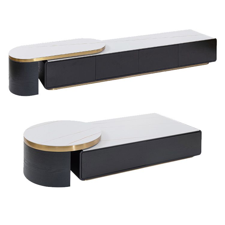 White Block Slate Rectangular Coffee Cocktail Table with Storage