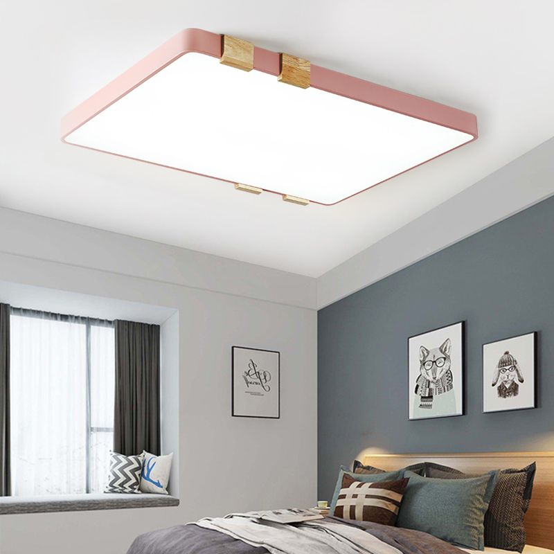 Fixation rectangulaire Plafond Nordique Acrylique 1-Rose légère / jaune / Bleu Flush Mount Lamp in Warm / White Light