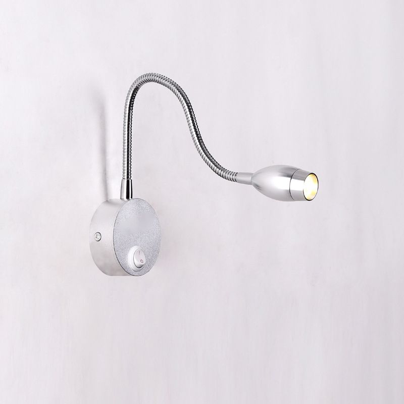 Diseño de manguera ajustable lámpara de lectura LED lámpara de montaje de pared de aluminio moderna con interruptor independiente
