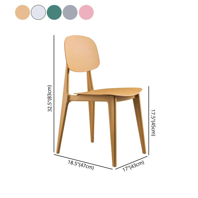 Silla sin brazos de comedor de plástico de estilo contemporáneo, respaldo abierto, sillas laterales para uso doméstico
