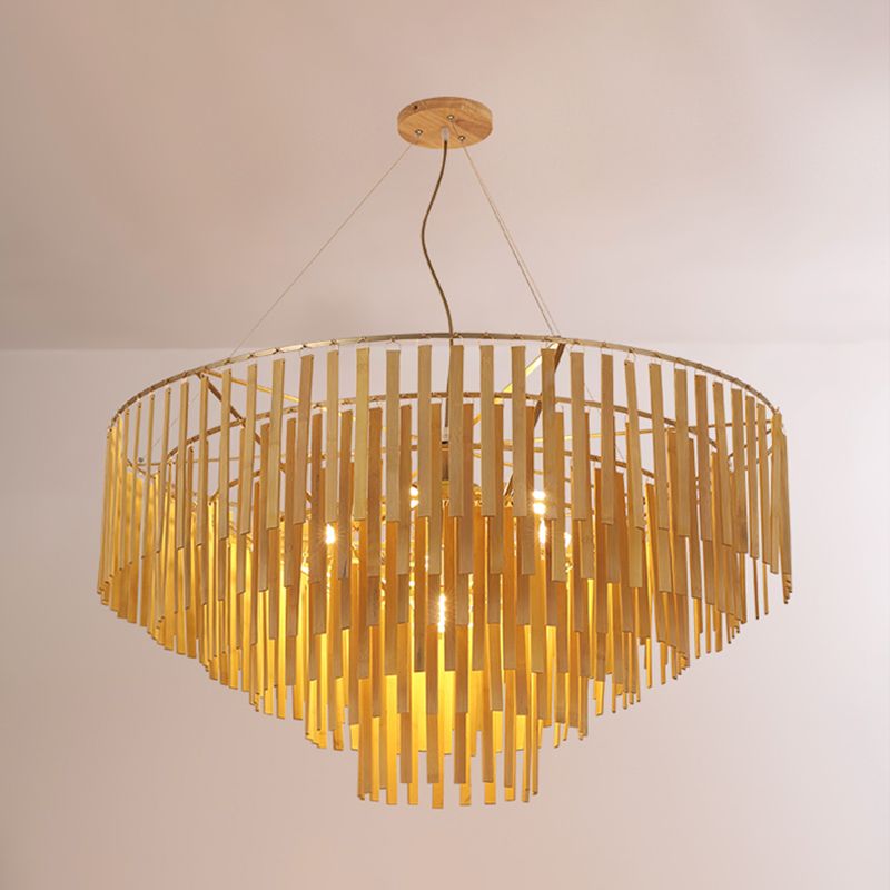 Minimalist Bamboo Pendant Lighting Fixture Dining Room Ceiling Chandelier