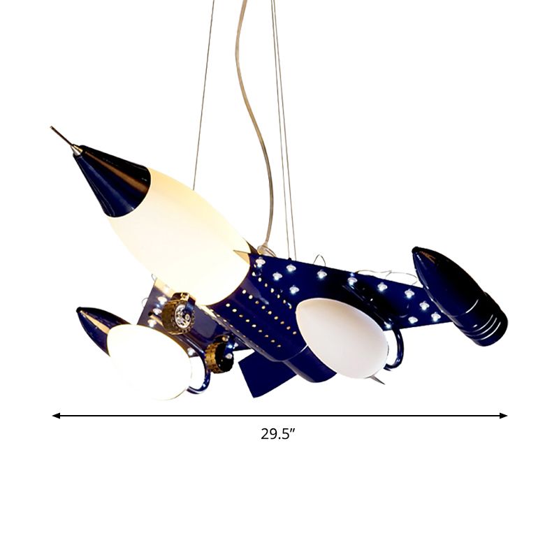 Blue Air Plane Pendant Light Cool Metal Suspension Light for Boys Bedroom