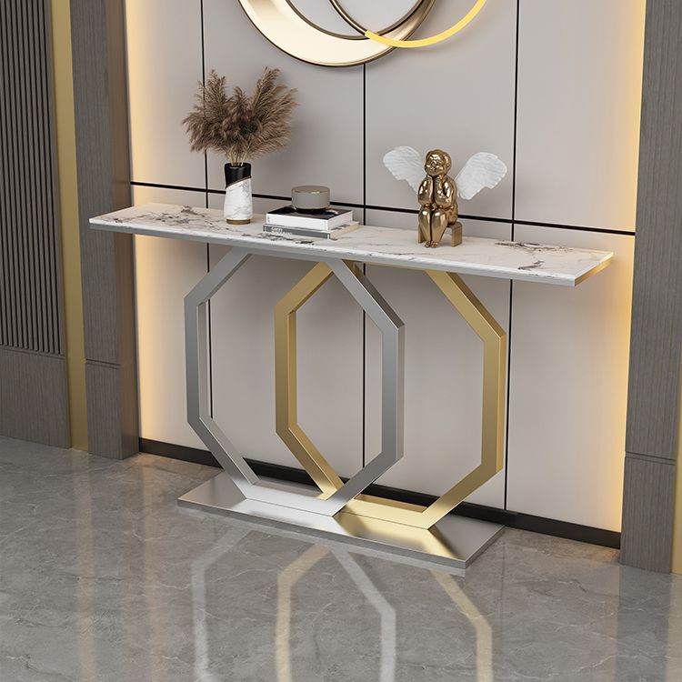 Glam Console Accent Table Antique Finish Sofa Table in Stone