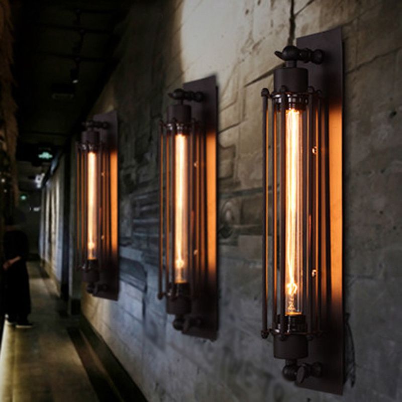 Illuminazione da parete rettangolo metallica in stile industriale 1 lampada da parete leggera