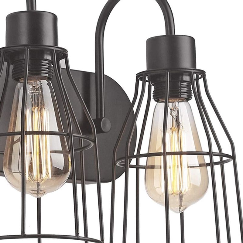 Industrial 3 - Light Bath Vanity Light Iron Bathroom Fixture in Dark Black