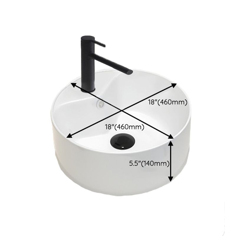 Round Vessel Bathroom Sink Vitreous China Vessel Lavatory Sink