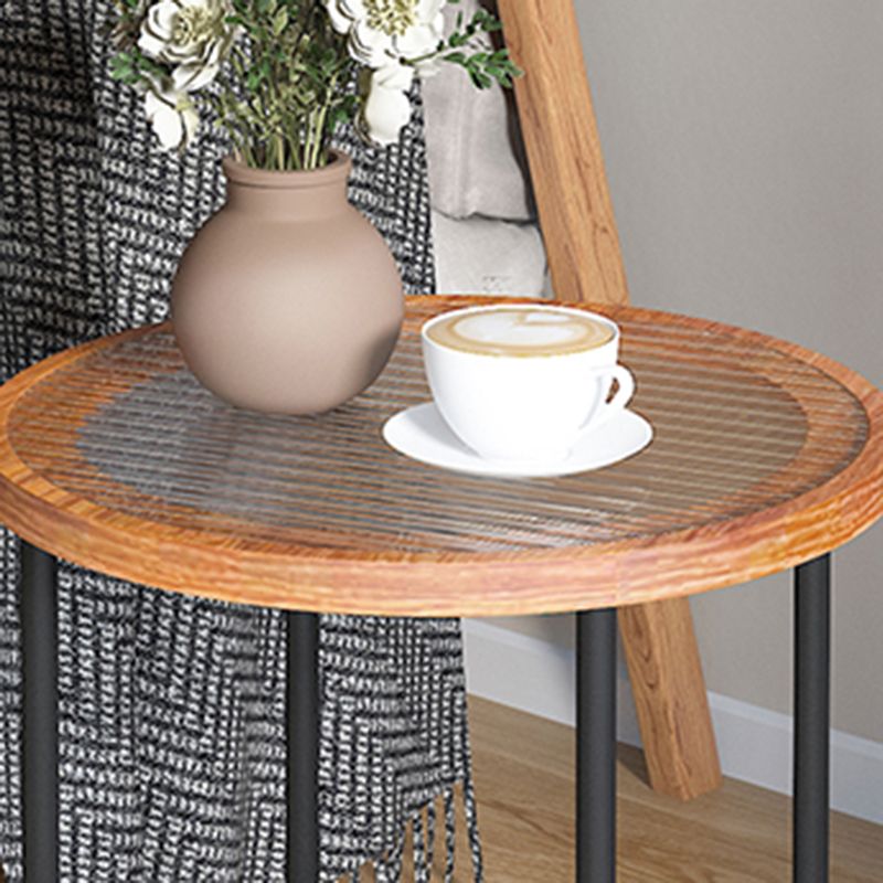 Glass & Slate Round Coffee Table Set Tropical Shelf Included Cocktail Table