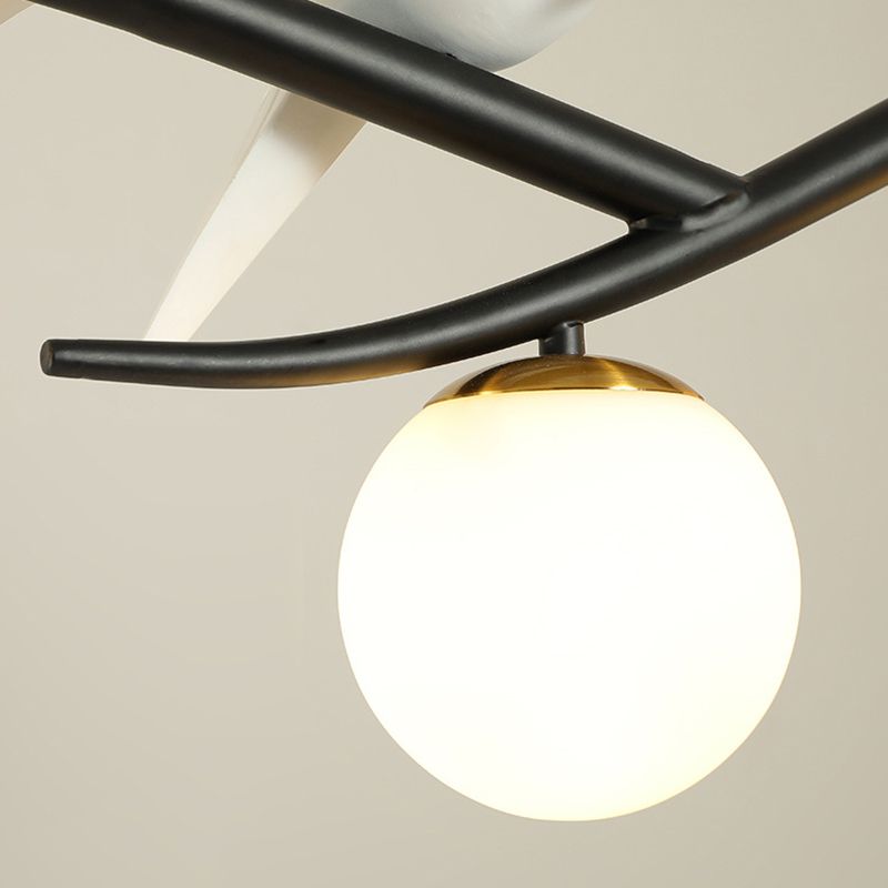 Glass Globe Island Light in Modern Luxury Style Lacquered Iron Pendant Light for Dining Room