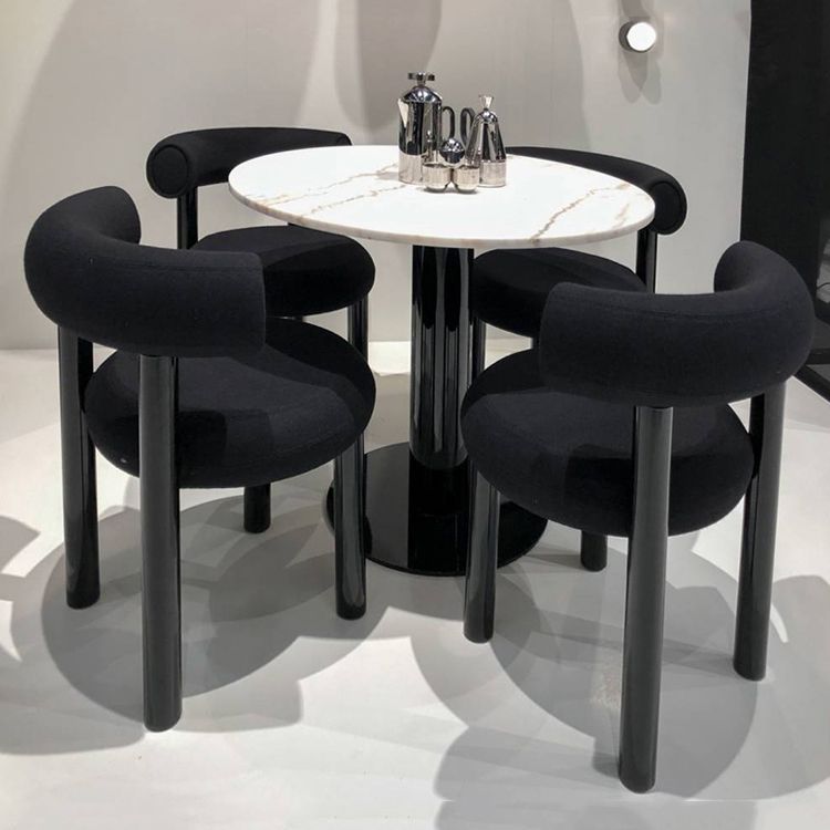 Chaises de salle à manger sans bras tapissées contemporaines, chaises latérales de salle à manger à dossier ouvert pour la maison