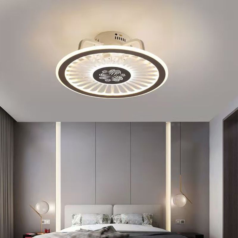 Weiße radförmige Spülenhalterende Deckenventilator Leichte Nordische Acryl -LED -Halbflush -Licht