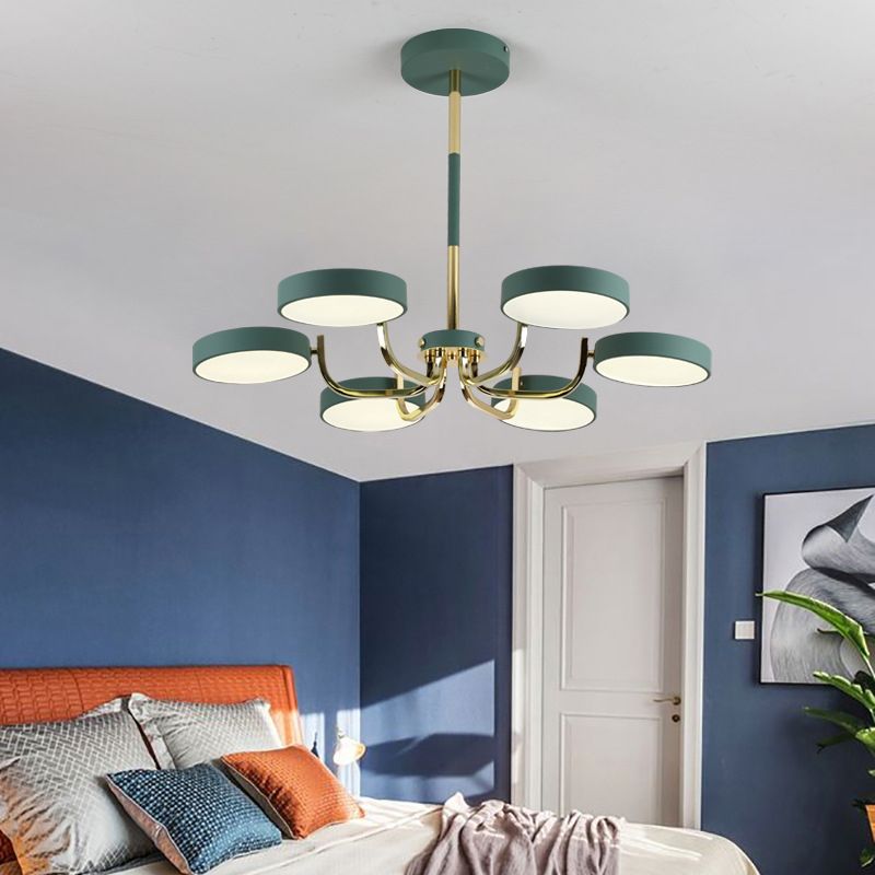 Scandinave Round Hanging Chandelier acrylique 6 lumières suspendues suspendus pour le salon