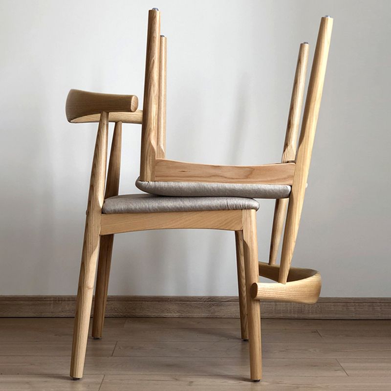 Sillas de comedor modernas de madera sin brazos, silla auxiliar de comedor con respaldo abierto (juego de 2)