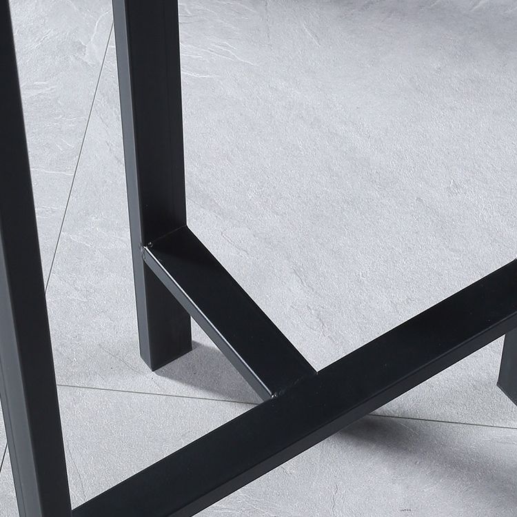 Contemporary Indoor Rectangle Trestle Bar Dining Table with Metal Legs