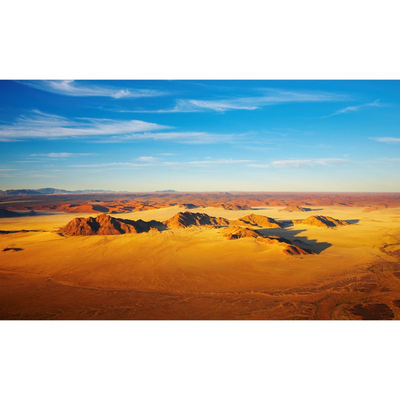 Photography Barren Land Mural Wallpaper for Living Room, Yellow-Blue, Made to Measure