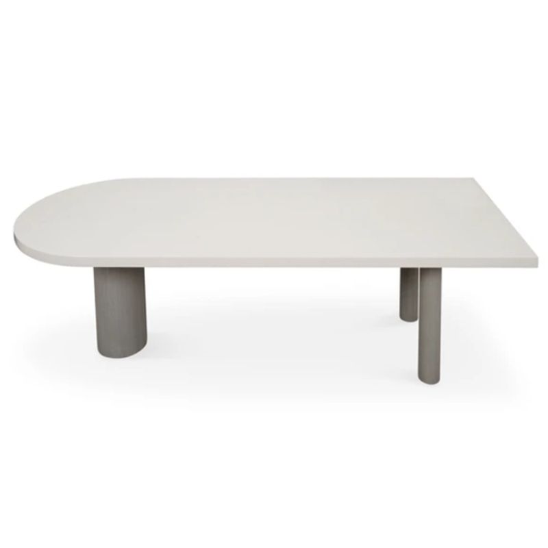 Irregular Pine Solid Wood Dining Table Modern White Top Island Table with 3 Legs